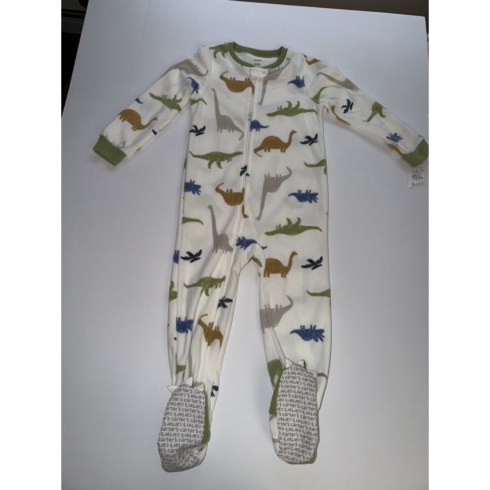 Carter's Toddler Boy Dinosaur Fleece Footed Pajama Sleeper Size 4T